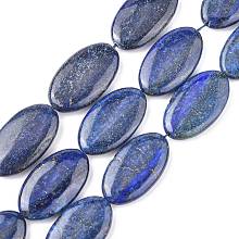 Honeyhandy Natural Lapis Lazuli Beads Strands, Oval, 35~35.5x20~20.5x7~8mm, Hole: 1mm, about 11pcs/strand, 15.35''(39cm)