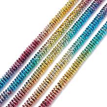 Honeyhandy Rainbow Color Electroplate Non-magnetic Synthetic Hematite Beads Strands, Faceted, Rondelle, Multi-color Plated, 8x3mm, Hole: 1.4mm, about 132pcs/strand, 15.55 inch(39.5cm)