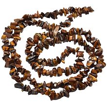 Arricraft 10 Strands Natural Tiger Eye Chip Gemstone Beads Crushed Pieces Stone for Jewelry Making 31.5"