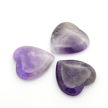 Honeyhandy Natural Gemstone Cabochons, Heart, Amethyst, 29~30x29~30x6~8mm