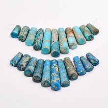 Honeyhandy Natural Imperial Jasper Beads Strands, Graduated Fan Pendants, Focal Beads, Dyed, Deep Sky Blue, 15~39x9~10x5~5.5mm, Hole: 1.5mm, 11pcs/strand, 3.54 inch