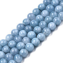 Honeyhandy Dyed Natural Quartz Round Bead Strands, Imitation Aquamarine, 6mm, Hole: 1mm, about 59~61pcs/strand, 14.37 inch