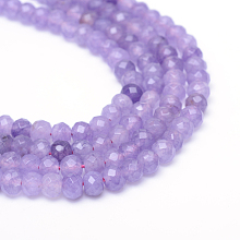 Honeyhandy Faceted Rondelle Dyed Natural White Jade Bead Strands, Medium Purple, 8~9x5~6mm, Hole: 1mm, about 70pcs/strand, 14.5 inch