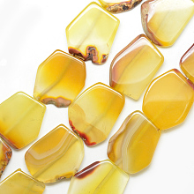 Honeyhandy Natural Agate Beads Strands, Flat Slab Beads, Dyed, Nuggets, Gold, 38~41x28~33x6~8mm, Hole: 2.5mm, about 10pcs/strand, 16.3 inch