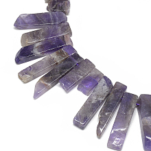 Honeyhandy Natural Amethyst Beads Strands, Top Drilled Beads, Rectangle, Blue Violet, 19~67x8~11x4~9mm, Hole: 1mm, about 38~48pcs/strand, 15.7 inch