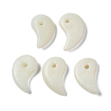 Honeyhandy Natural White Jade Pendants, Comma, Magatama, 22~23x14x4~5mm, Hole: 2.5mm