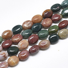 Honeyhandy Natural Indian Agate Beads Strands, Oval, 8x6x4mm, Hole: 1mm, about 49~50pcs/strand, 14.5 inch~14.7 inch