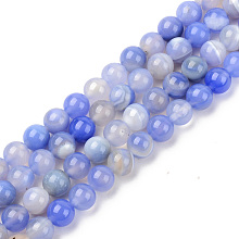 Honeyhandy Natural Sardonyx Beads Strands, Dyed & Heated, Round, Cornflower Blue, 8mm, Hole: 1mm, about 48pcs/strand, 14.96 inch(38cm)