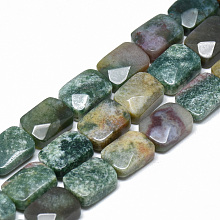 Honeyhandy Natural Indian Agate Bead Strands, Faceted, Rectangle, 11x8x5mm, Hole: 1mm, about 18pcs/strand, 7.8 inch