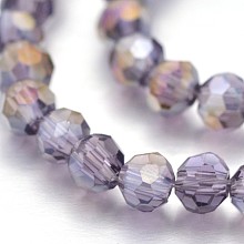 Honeyhandy Pearl Luster Plated Glass Faceted Round Spacer Bead Strands, Medium Slate Blue, 3mm, Hole: 1mm, about 100pcs/strand, 11.5 inch