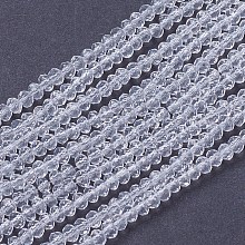 Honeyhandy Transparent Glass Beads Strands, Faceted, Rondelle, Clear, 3x2mm, Hole: 0.8mm, about 185~190pcs/strand, 14.9~16.9 inch(38~44cm)