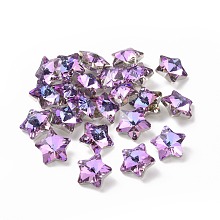 Honeyhandy Electroplate Glass Charms, Faceted, Star, Plum, 13x13.5x7mm, Hole: 1.2mm