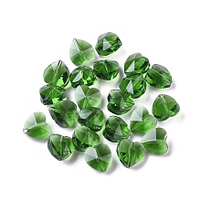 Honeyhandy Transparent Glass Beads, Faceted, Heart, Green, 10x10x7mm, Hole: 1~1.2mm