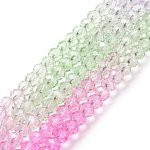 Transparent Glass Beads Strands, Faceted, Rondelle, Dyed, Green Yellow, 6x5mm, Hole: 1.2~1.4mm, about 85~88pcs/strand, 16.54~16.93 inch(42~43cm)