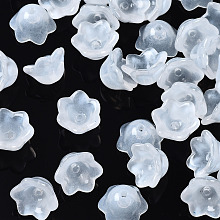 Honeyhandy Transparent Spray Painted Glass Beads, Flower, White, 7x11.5x11.5mm, Hole: 1.2mm