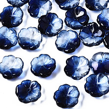 Honeyhandy Transparent Spray Painted Glass Beads, Flower, Dark Blue, 15x15x6mm, Hole: 1.2mm