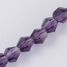 Honeyhandy Imitation Austrian Crystal 5301 Bicone Beads, Faceted Glass Beads Strands, Purple, 2x3mm, Hole: 0.5mm, about 160~180pcs/strand, 16.54 inch~17.32 inch(42~44cm)