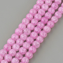 Honeyhandy Synthetic Crackle Quartz Beads Strands, Round, Dyed, Violet, 6mm, Hole: 1mm, about 66pcs/strand, 15.7 inch