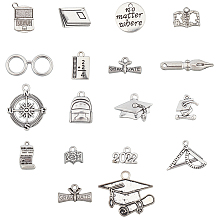 CHGCRAFT 72Pcs 18 Styles Alloy Pendants Enamel Graduation Charms Tibetan Style Pendants Antique Charms for Handmade Bracelets Necklace Jewelry Making, Antique Silver