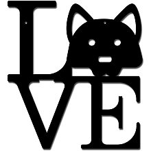 CREATCABIN Metal Wall Art Love Dog Decor Wall Ornaments Hanging Plaques Wall Art Sculpture Sign for Indoor Outdoor Home Living Room Kitchen Garden Office Decoration Black 13 x 11.8inch