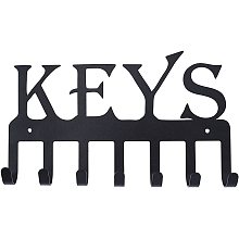 GLOBLELAND Key Holder Black Metal Wall Mount Decor for Garage Front Door to Hang, 7 Hook Racks