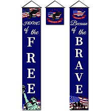 Arricraft 3 Pcs Free Brave Banner Independence Day Door Hanging Flag Decor Sign Set Door Union Hanging Flag for The Brave Veterans Day Home Front Door Porch Decorations Party Supplies 70.8x11.8inch