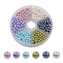 ARRICRAFT 4mm About 750-800 Pcs Tiny Satin Luster Glass Pearls Round Loose Beads with FREE Plastic Jewelry Container Box Wholesale Assorted Mix Lot For Jewelry Making Style 3