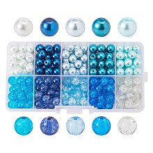 ARRICRAFT 10mm 100pcs Round Baking Painted Crackle Glass beads and Glass Pearl Beads 10 Color Assorted Lot For Jewelry Making