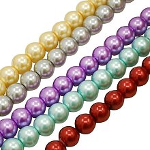 ARRICRAFT 20 Strands 32 Inches Assorted Colour Glass Pearl Beads Strands, Round Dyed Loose Beads Strands, 8mm in diameter, hole: 1.5mm, about 110pcs/strand