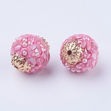 Honeyhandy Handmade Indonesia Beads, with Metal Findings, Round, Pearl Pink, 19x18mm, Hole: 1.5mm