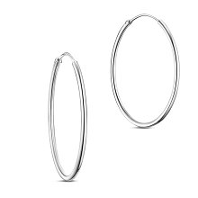 SHEGRACE 925 Sterling Silver Hoop Earrings, Silver, 30mm