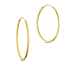 SHEGRACE 925 Sterling Silver Hoop Earrings, Golden, 30mm