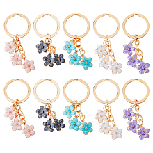 DICOSMETIC 10Pcs 5 colors Cute Enamel Keychain, Colorful Sakura Flower Keychain, for Women Girls Handbag Accessories, Mixed Color, 74mm, 2pcs/color