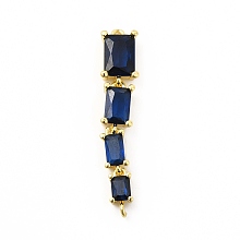 Honeyhandy Brass Pave Cubic Zirconia Connector Charms, Cadmium Free & Lead Fre, Four Rectangle Links, Midnight Blue, 31x6x3.5mm, Hole: 0.9mm