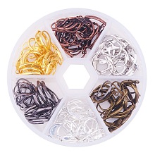 PandaHall Elite 15mm Brass Lever Back Earring Hoops 6 Colors Earring Supplies for Jewelry Making, about 120pcs/box