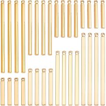 SUNNYCLUE 1 Box 32Pcs 8 Styles Bar Charms Real 18K Gold Plated Brass Vertical Bar Pendant Stamping Blank Metal Charms for Jewelry Making Charms Stick Strip Earring Necklace Bracelet Supplies Adult