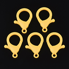 Honeyhandy Plastic Lobster Claw Clasps, Yellow, 35x24.5x6mm, Hole: 3mm