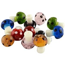 ARRICRAFT 100pcs Mixed Handmade Lampwork Beads Mushroom Shape Loose Beads for Bracelet Jewelry Making, Mixed Color 19x14.5mm