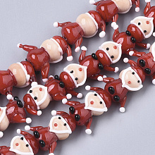 ARRICRAFT Handmade Lampwork Beads Strands, Santa Claus, for Christmas, Red, 19.5x20x11mm, Hole: 1.8mm; about 25pcs/Strand, 19.69 inches(50cm)