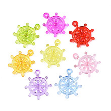 Honeyhandy Transparent Acrylic Pendants, Helm, Mixed Color, 35.5x31x5.5x2.5mm, Hole: 2.5mm, about 340pcs/500g