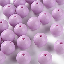 Honeyhandy Opaque Acrylic Beads, Round, Violet, 16x15mm, Hole: 2.8mm, about 220pcs/500g