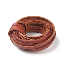 Honeyhandy Flat Cowhide Cord, for Necklace & Bracelet Making Accessories, Indian Red, 6x2mm