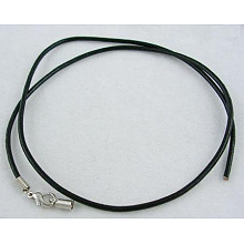 Honeyhandy Imitation Leather Necklace Cord, Platinum, Black, 1.5mm in diameter, 18 inch