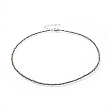 Honeyhandy Natural Pyrite Beaded Necklaces, with 304 Stainless Steel Lobster Claw Clasps and Brass Extender Chains, Faceted, 15.8 inch(40.2cm)