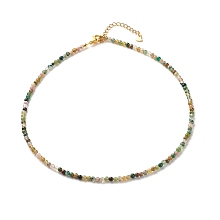 Honeyhandy Natural Indian Agate Beaded Necklaces for Women, with 304 Stainless Steel Lobster Claw Clasps, Round, 18.31 inch(46.5cm), Beads: 2.5~3.5mm