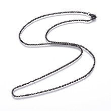 Honeyhandy 304 Stainless Steel Box Chain Necklaces, with Lobster Claw Clasp, Gunmetal, 23.62 inch(60cm), 2mm