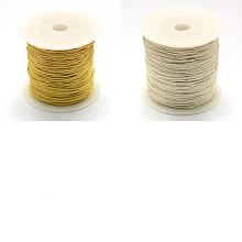 SUPERFINDINGS 2 Rolls 2 Colors Nylon Thread, with Metallic Cords, Mixed Color, 0.8mm, about 71.08 yards(65m)/roll, 1 roll/color