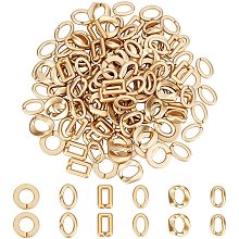 SUPERFINDINGS About 84-94Pcs Gold 6Style Opaque Spray Painted Acrylic Linking Rings Quick Link Connectors for Earring Necklace Jewelry Eyeglass Chain DIY Craft Making