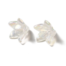 Honeyhandy Transparent Acrylic Bead Caps, Glitter Flower, Clear AB, 16x12.5mm, Hole: 1.2mm