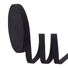 NBEADS Flat Polycotton Twill Tape Ribbon, Herringbone Ribbon, Black, 19x0.6mm